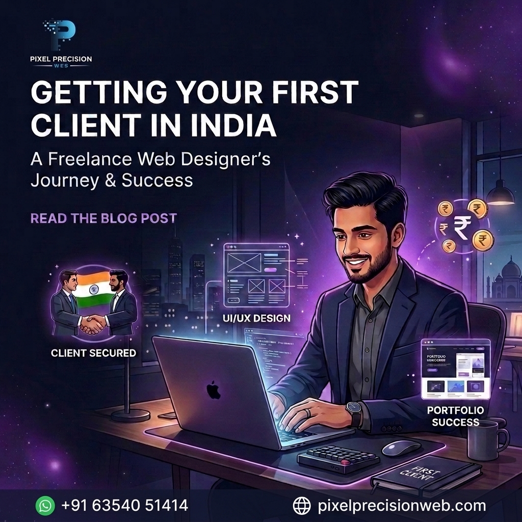 Freelance web designer in India landing their first client — Pixel Precision Web