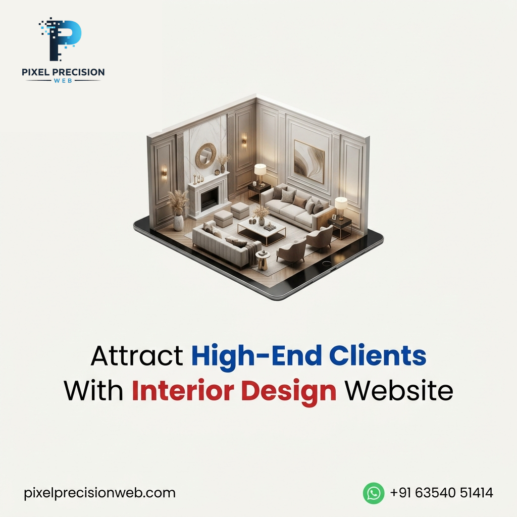 Luxury interior designer portfolio website design on a MacBook Pro — Pixel Precision Web