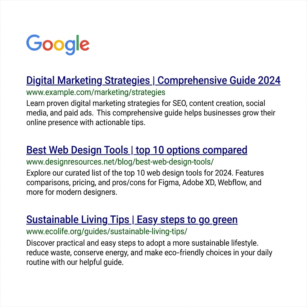 Example of how title tags appear in Google search results