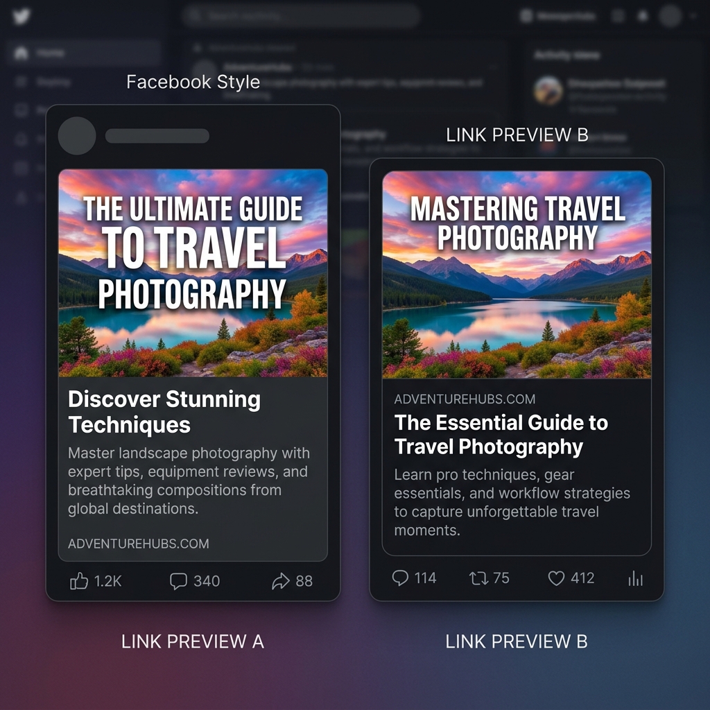 Side-by-side comparison of social media link preview cards